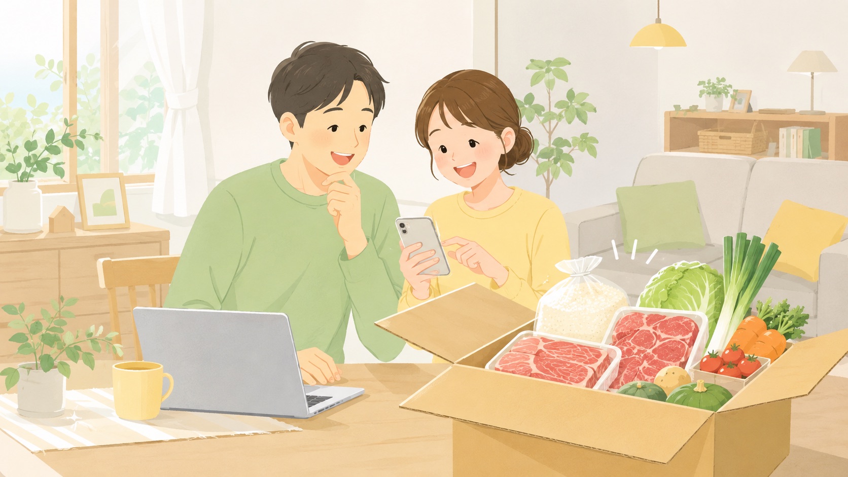 スマホでふるさと納税を申し込み返礼品が届いた家庭