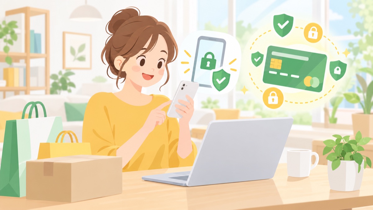 ネットショッピングでクレジットカードを安全に使うイメージ